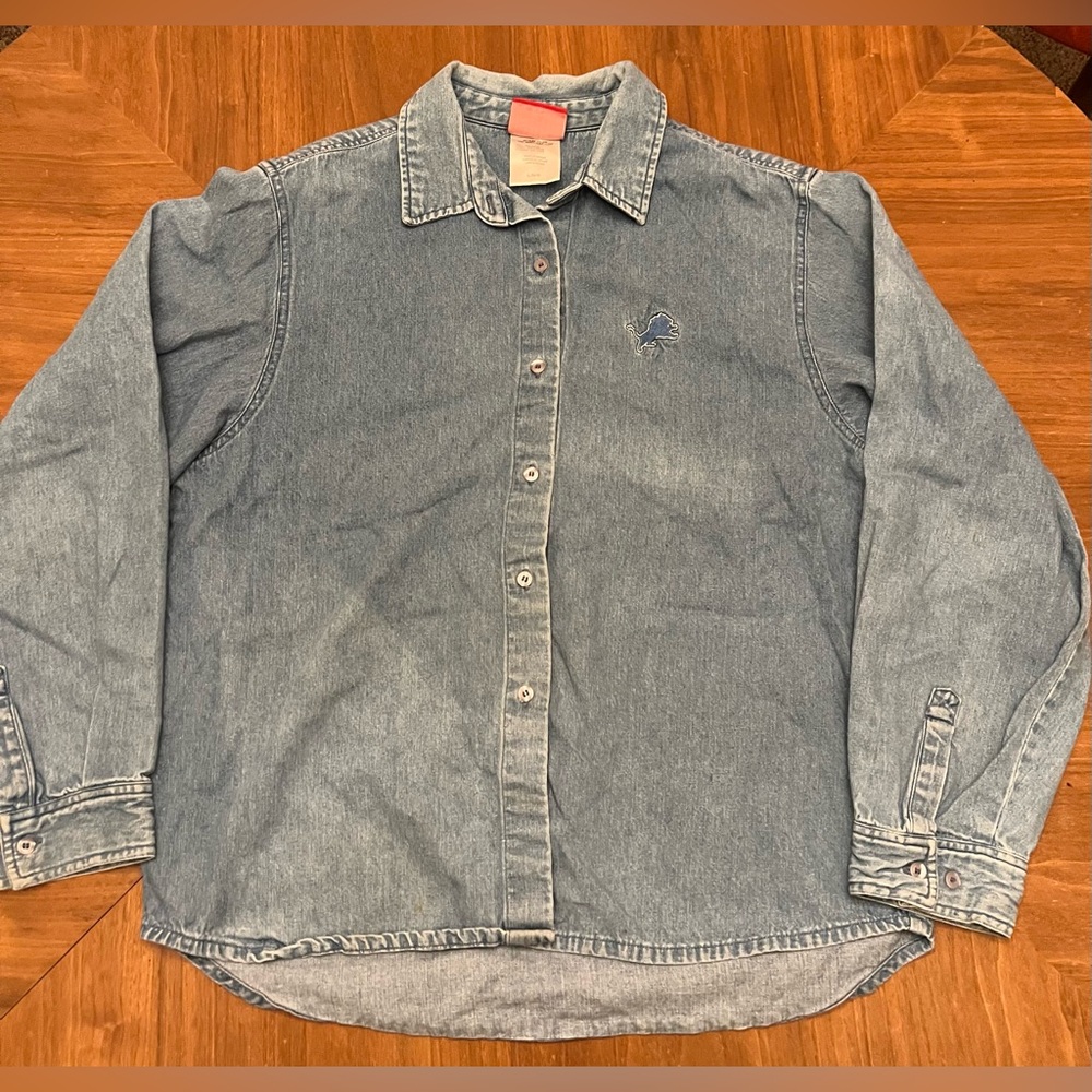 Vintage Detroit Lions Reebok Denim Button Up